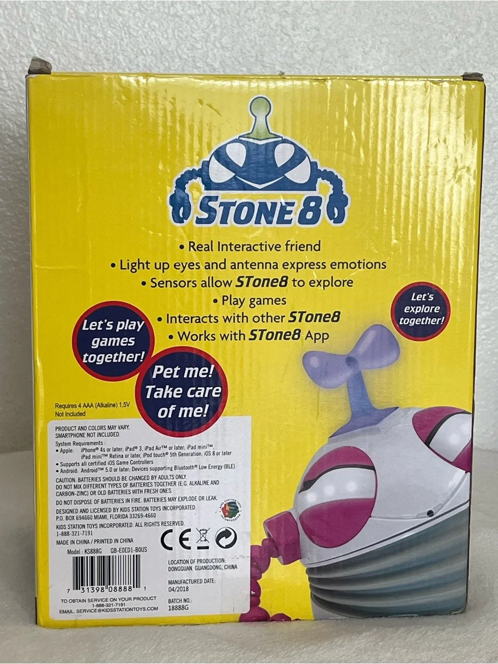 Interactive Kids Toy Stone 8 Robot - White & Pink